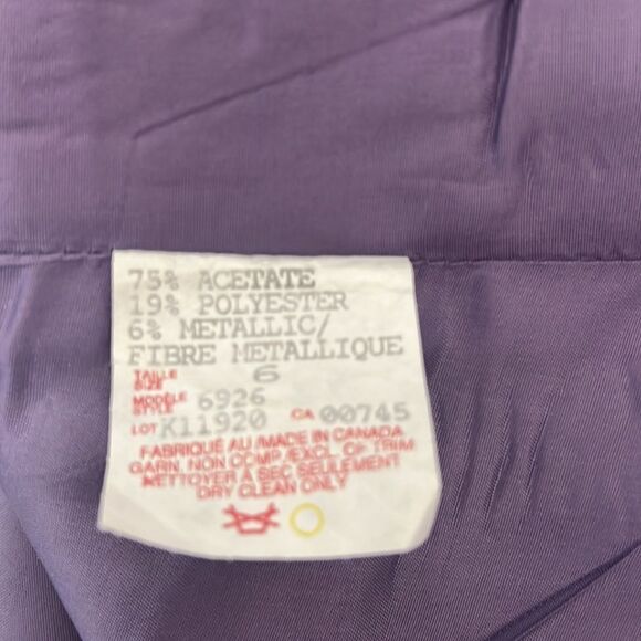 JS Collection Formal Top Size 6 Cropped V Neck Purple Gold Metallic Zipper Back - Picture 6 of 7